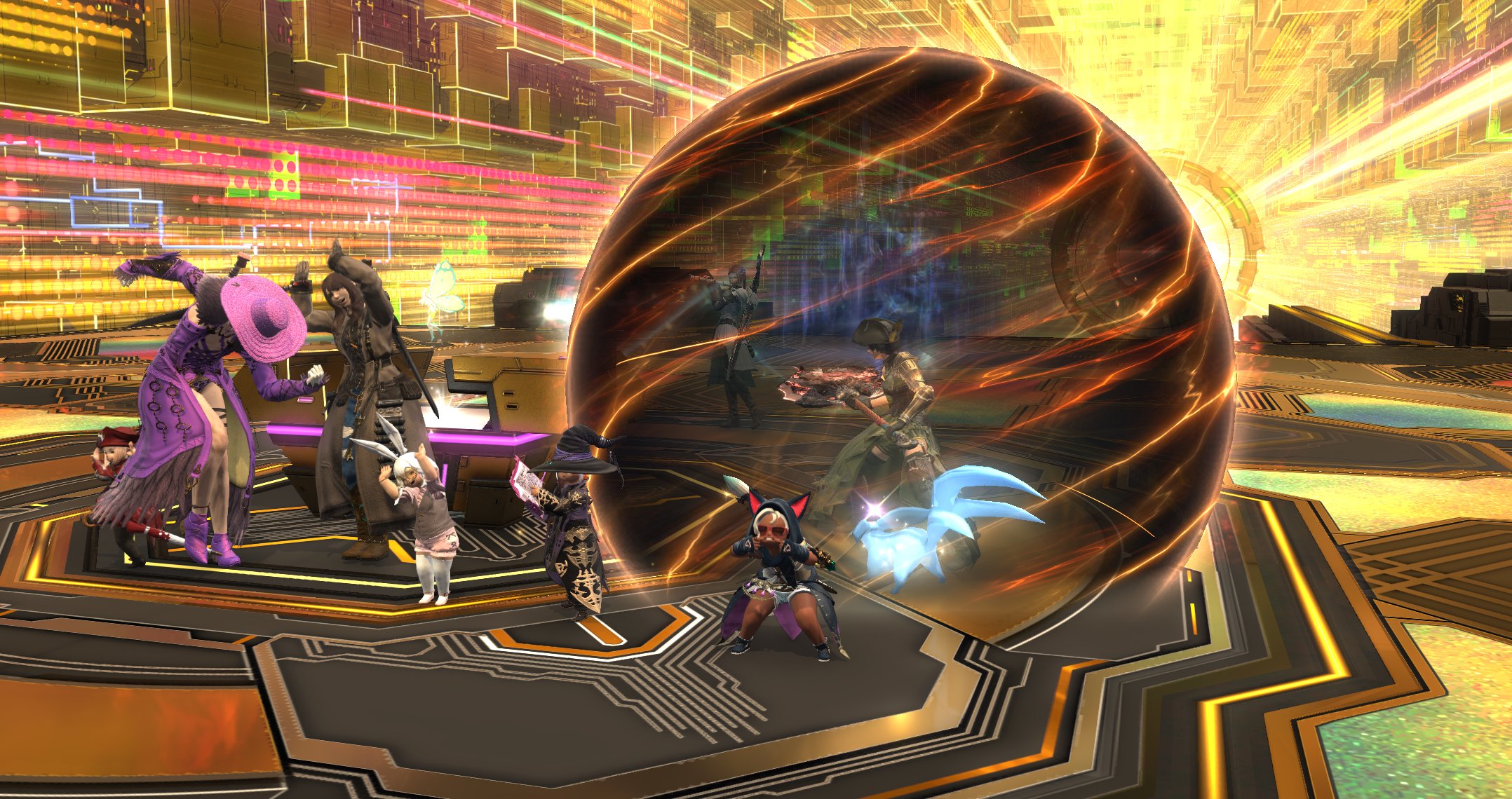 Big Whims FC fighting a massive sphere in a gargantuaskin treasure map portal